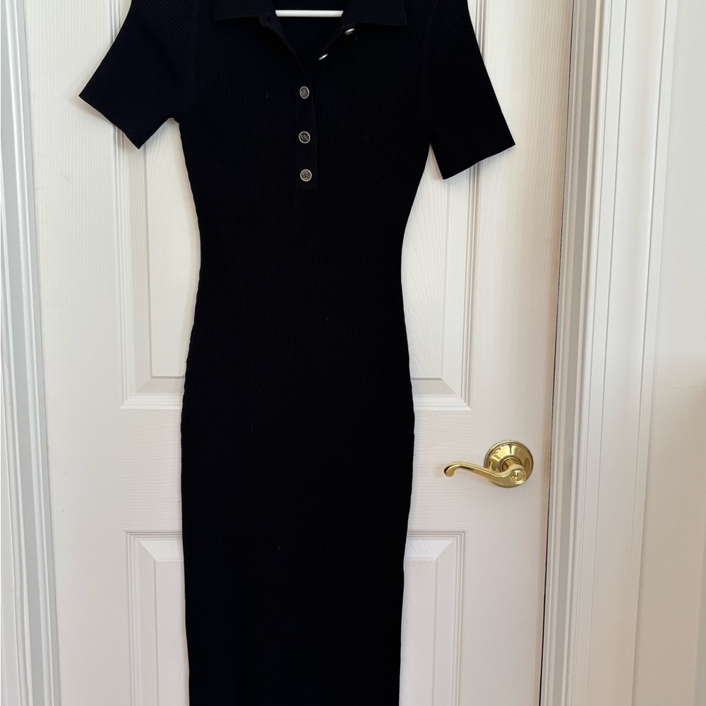 Michael Kors Black Ribbed Sheath Dress